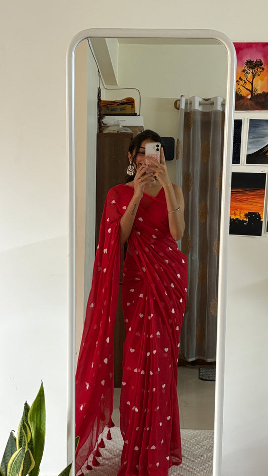 LAHARI -(Red) Pure Mul Cotton Soft Saree