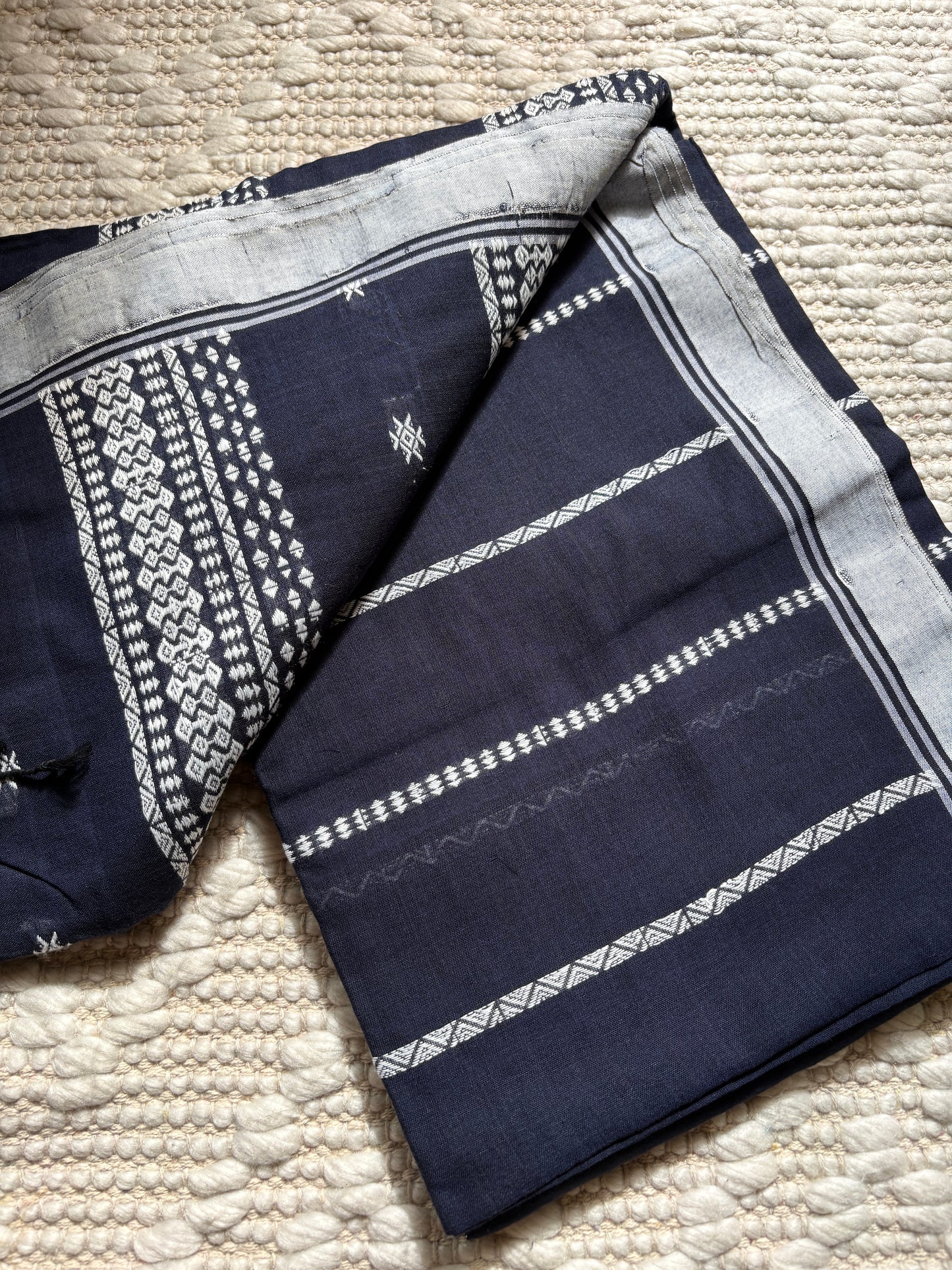 GAYATRI - (Deep Blue) Pure Cotton Stripes Soft Saree
