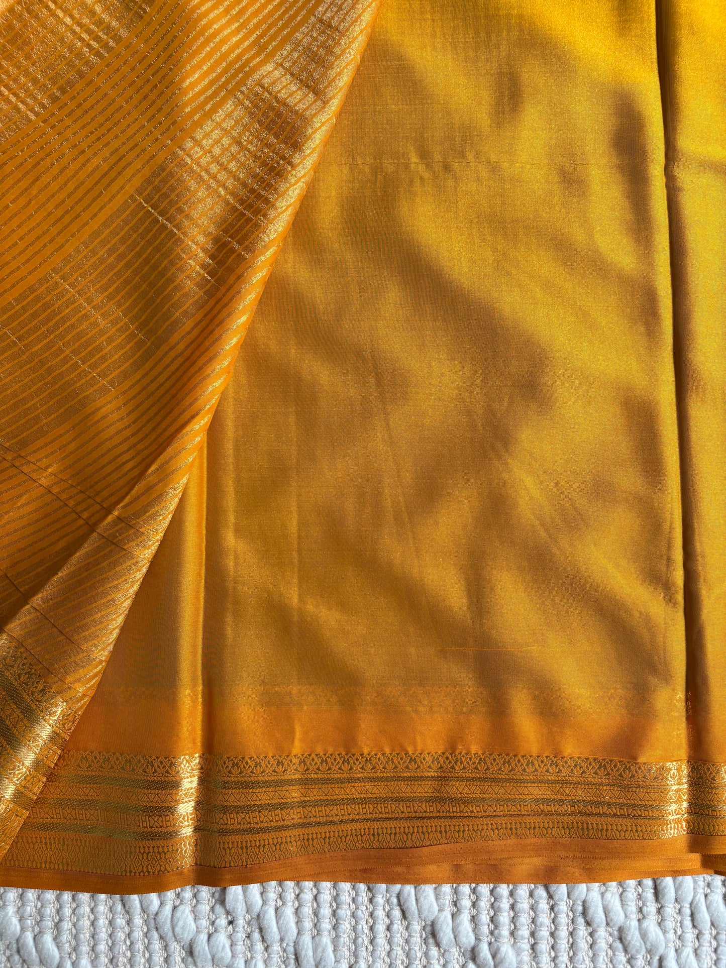 VASUDHA (Black & Yellow) - Semi Crepe Mysore Silk Saree