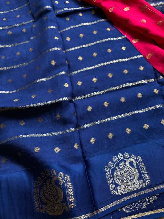 HAMSIKA- (Blue) Pure Mysore Viscose Saree