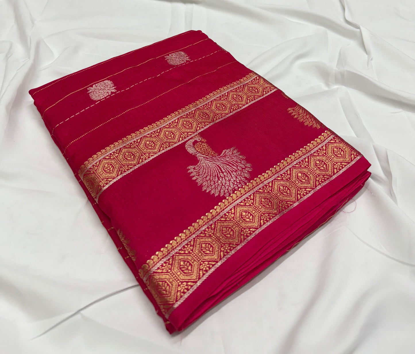 MAYURI - (Red) Pure Mysore Viscose Saree