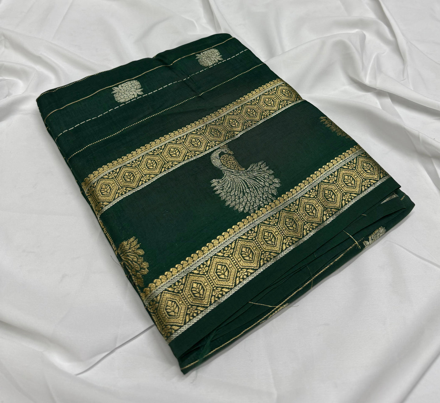 MAYURI - (Dark Green) Pure Mysore Viscose Saree