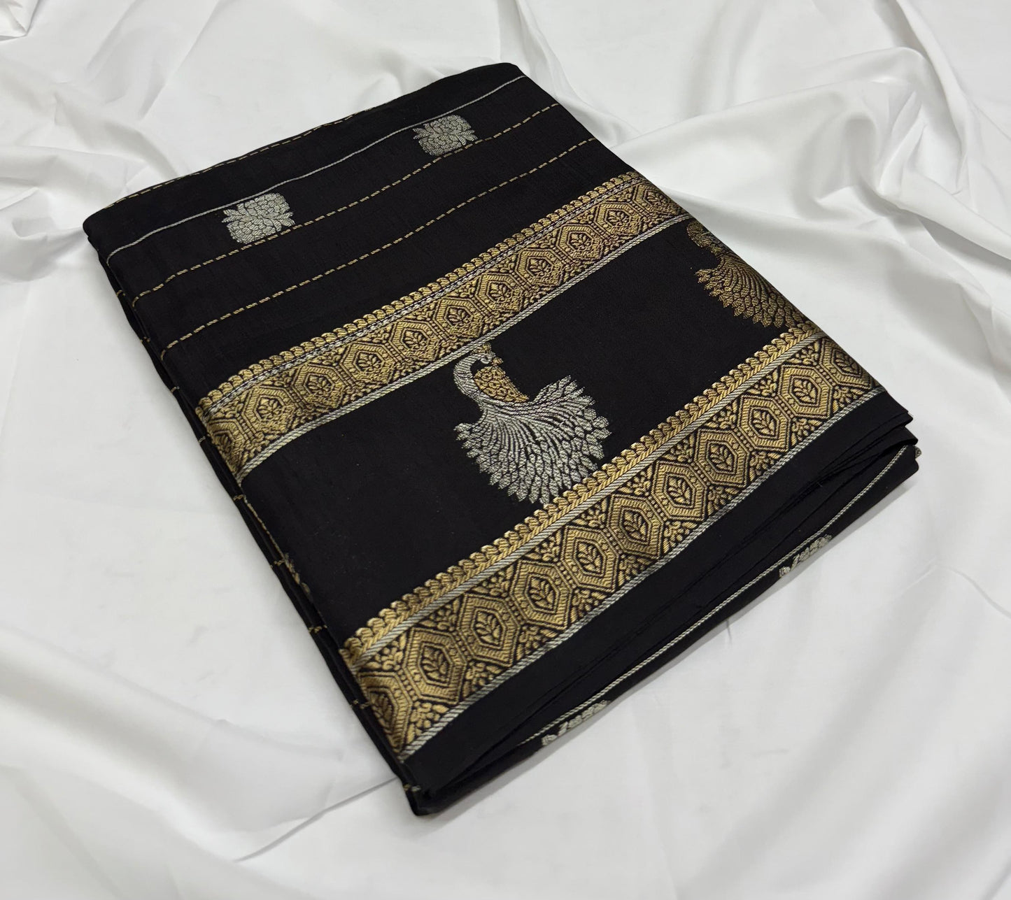 MAYURI - (Black) Pure Mysore Viscose Saree