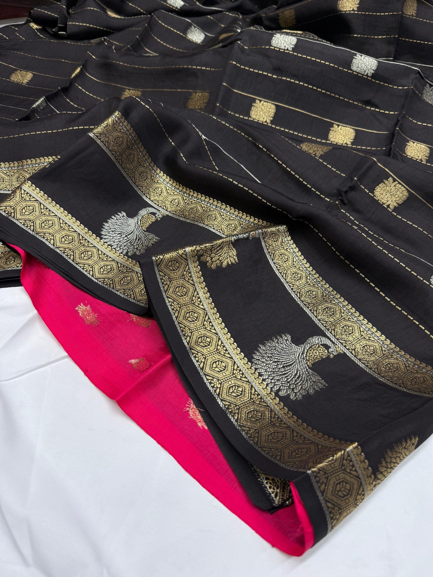 MAYURI - (Black) Pure Mysore Viscose Saree