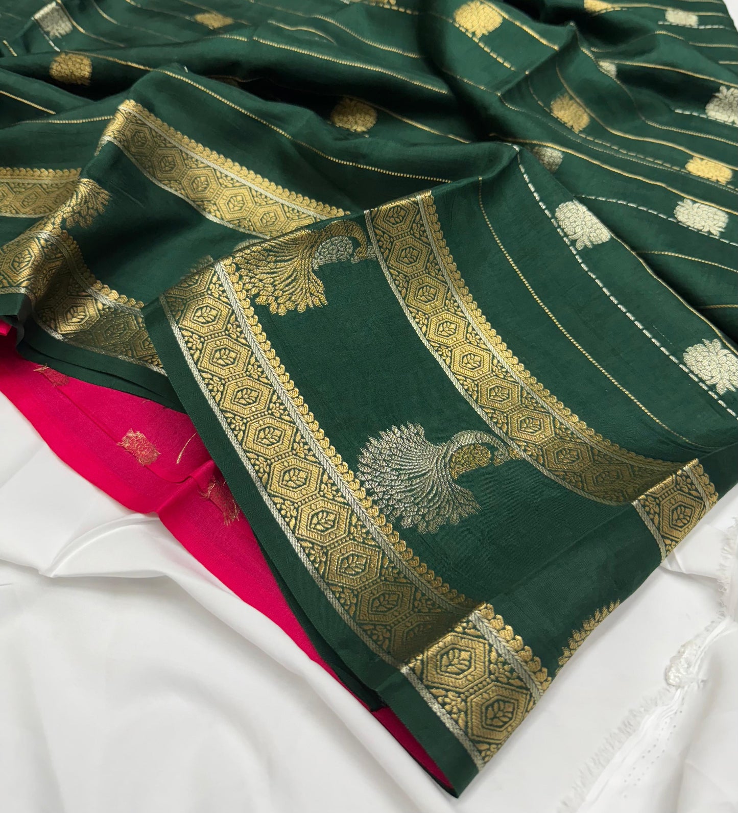 MAYURI - (Dark Green) Pure Mysore Viscose Saree