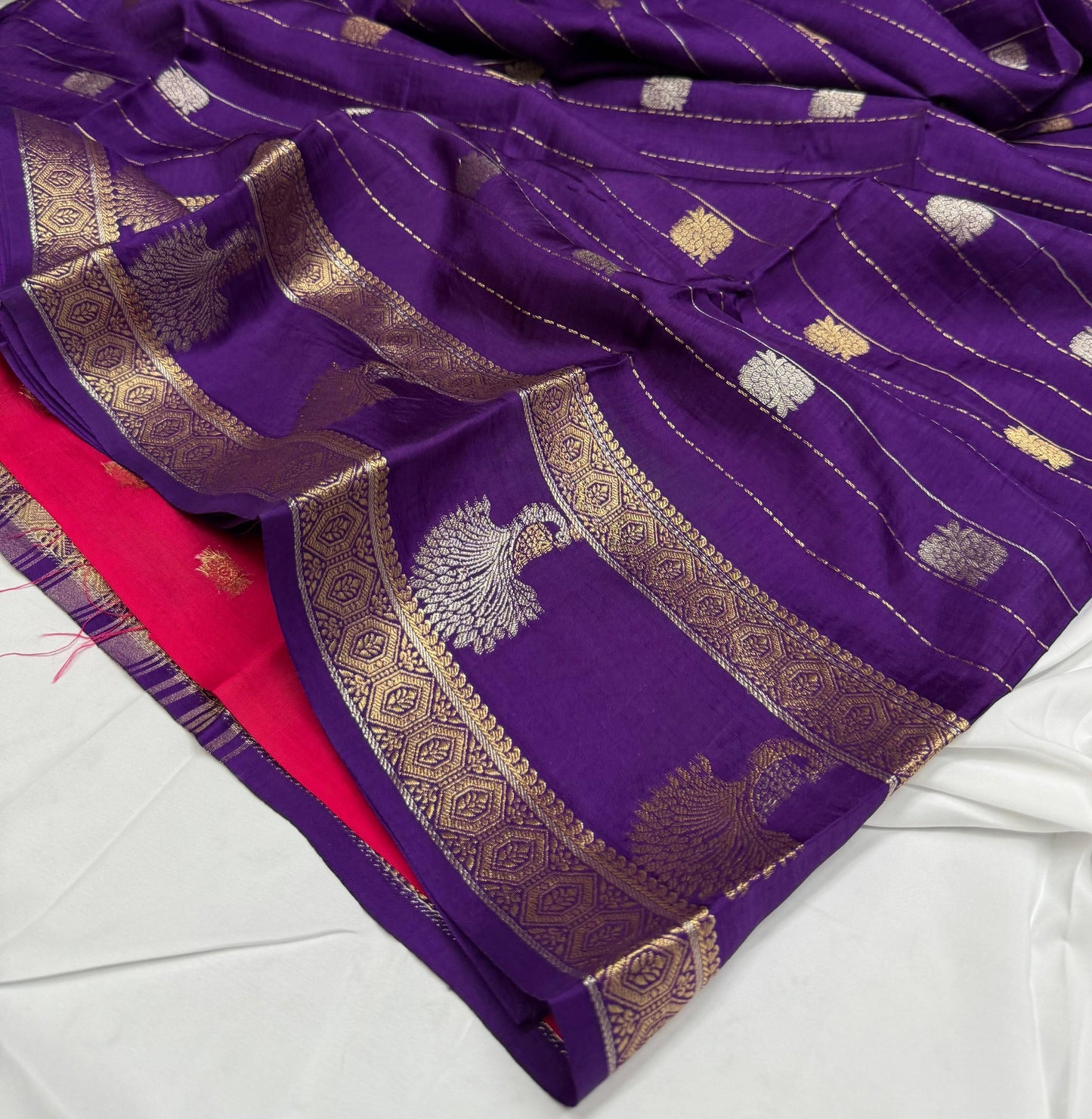 MAYURI - (Purple) Pure Mysore Viscose Saree
