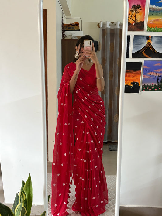 LAHARI -(Red) Pure Mul Cotton Soft Saree