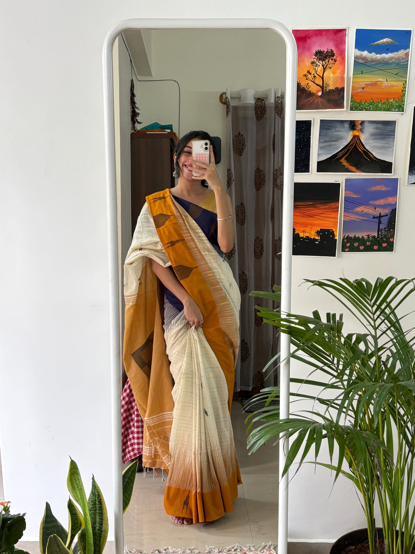 RAJSI- (Y&B) Pure Mul Cotton Ikkat Soft Saree