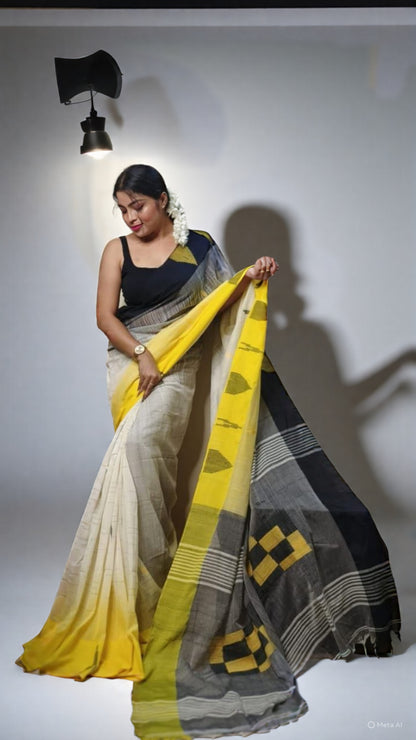 RAJSI- (B&Y) Pure Mul Cotton Ikkat Soft Saree