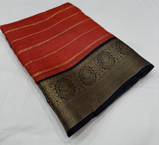 REVATI - (Orange) Hoprint Silk Saree
