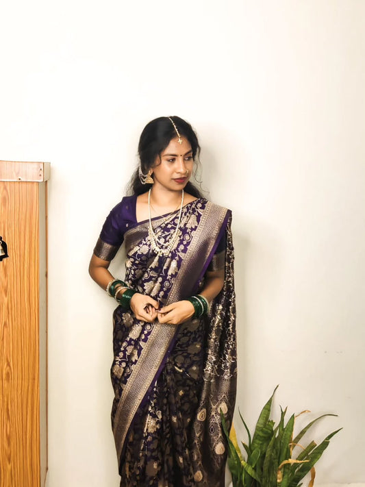 TANVI - Floral Raw Silk Saree