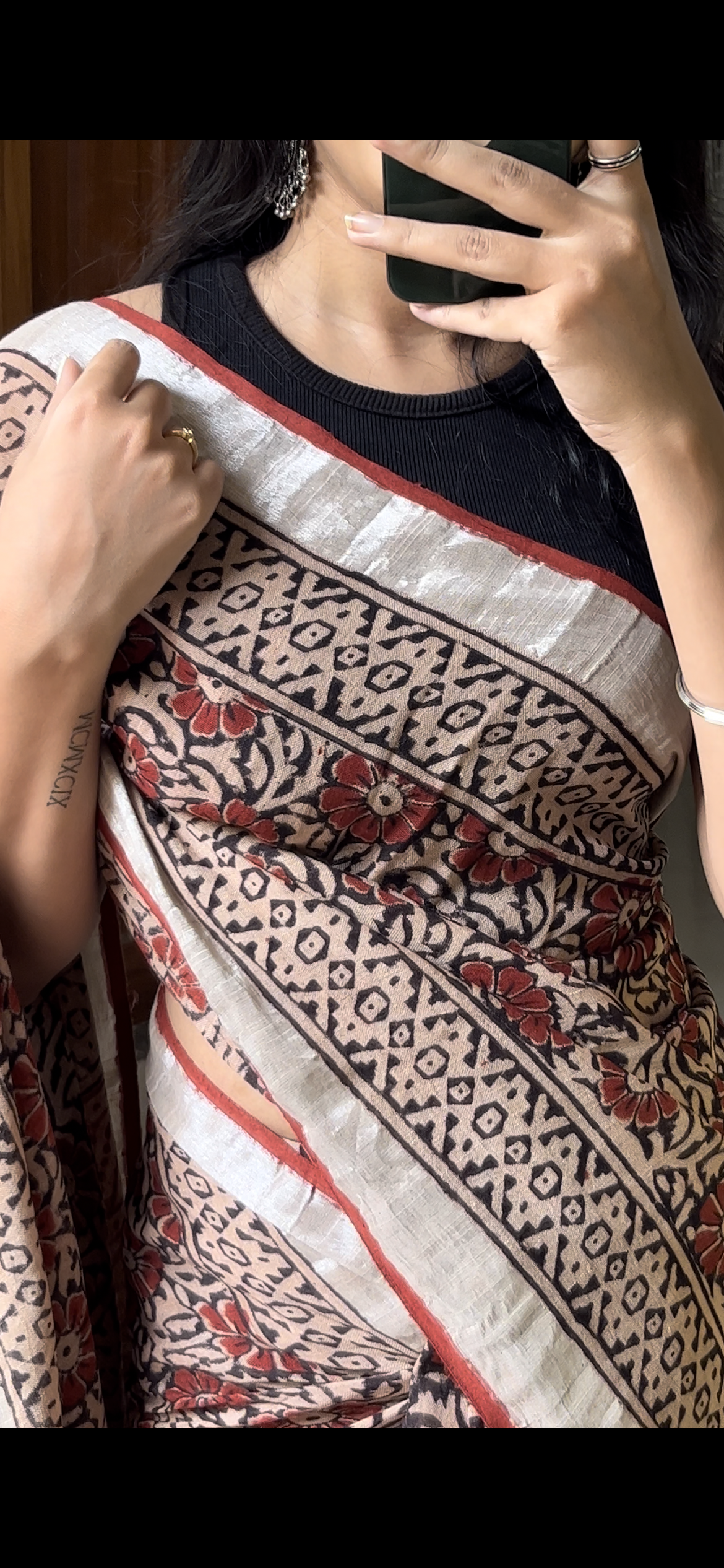 TARINI - Hand Block Print Linen Saree