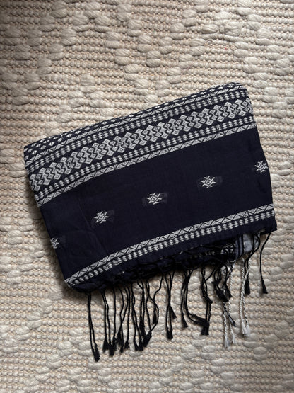 GAYATRI - (Deep Blue) Pure Cotton Stripes Soft Saree