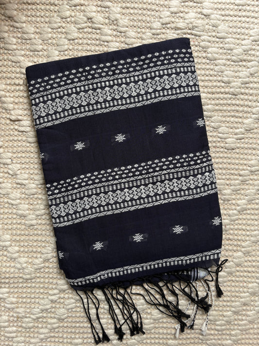 GAYATRI - (Deep Blue) Pure Cotton Stripes Soft Saree