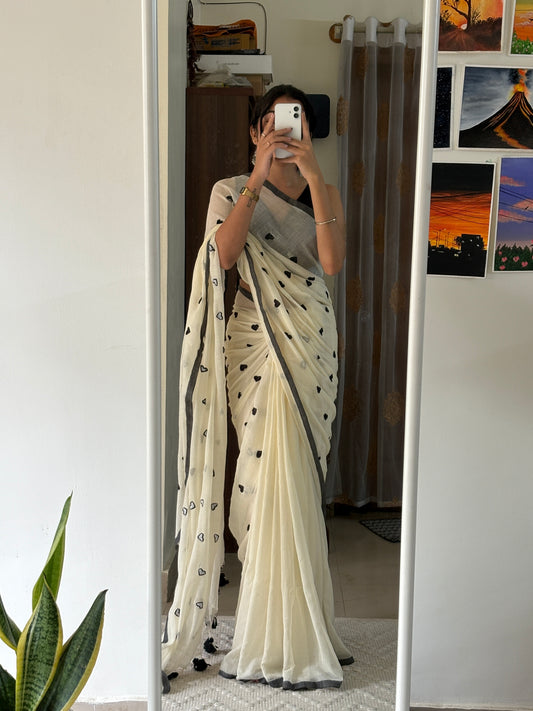 LAHARI - (B&W) Pure Mul Cotton Soft Saree