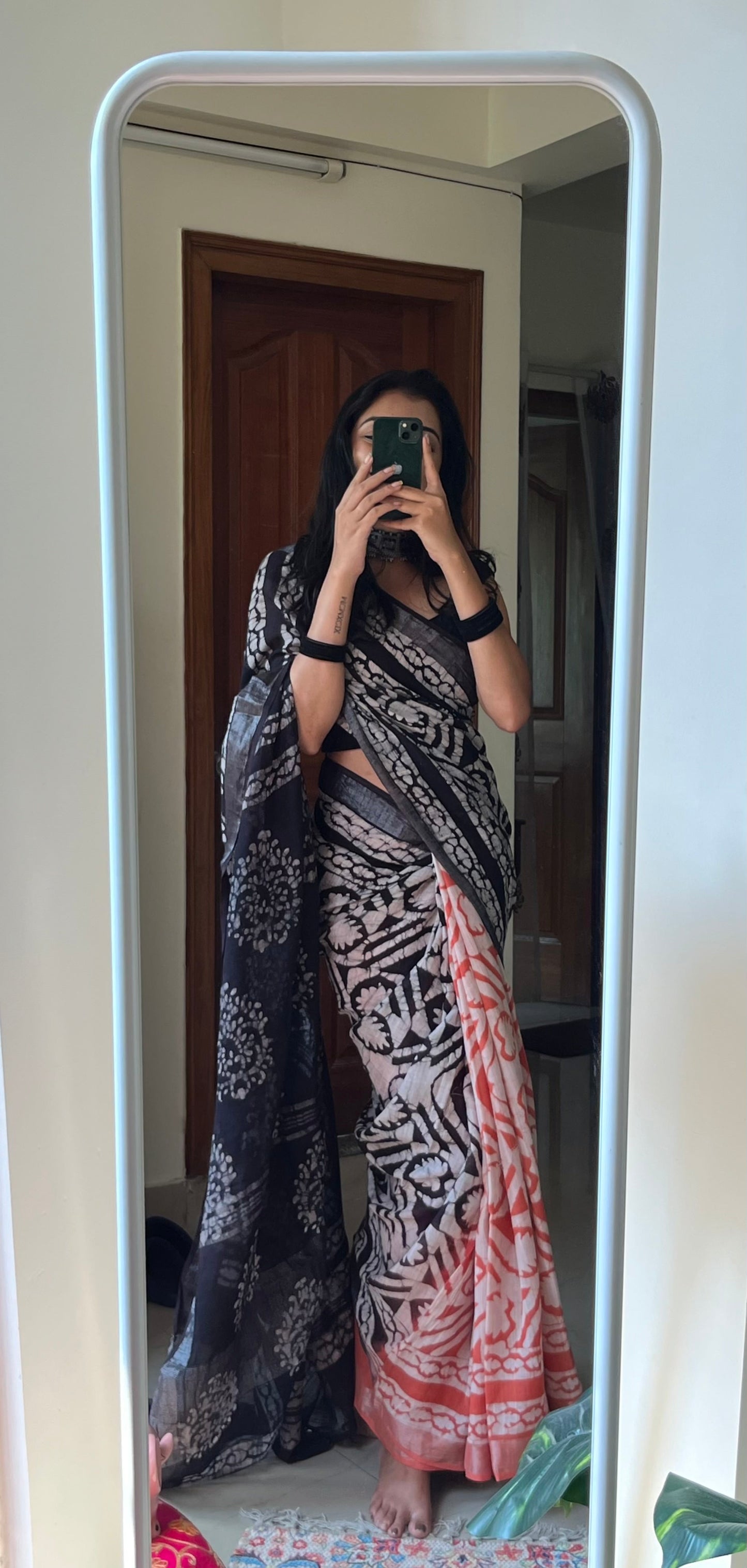 MRIDULA - Hand Block Print Linen Saree