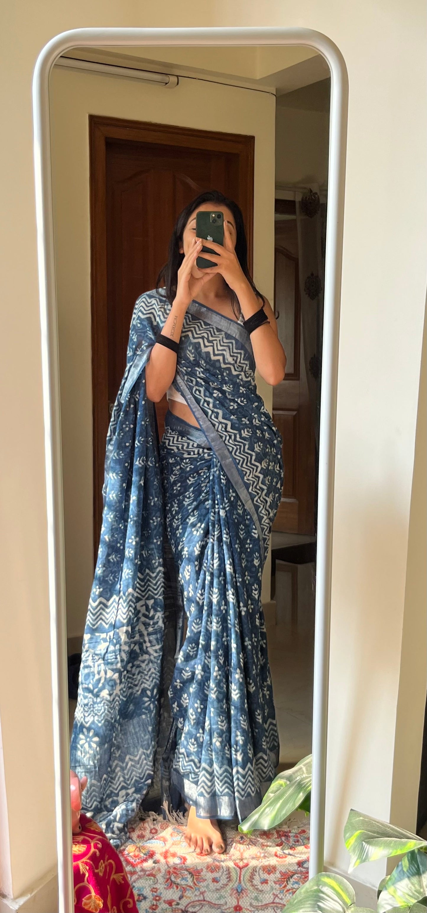 ANASUYA - Hand Block Print Linen Saree