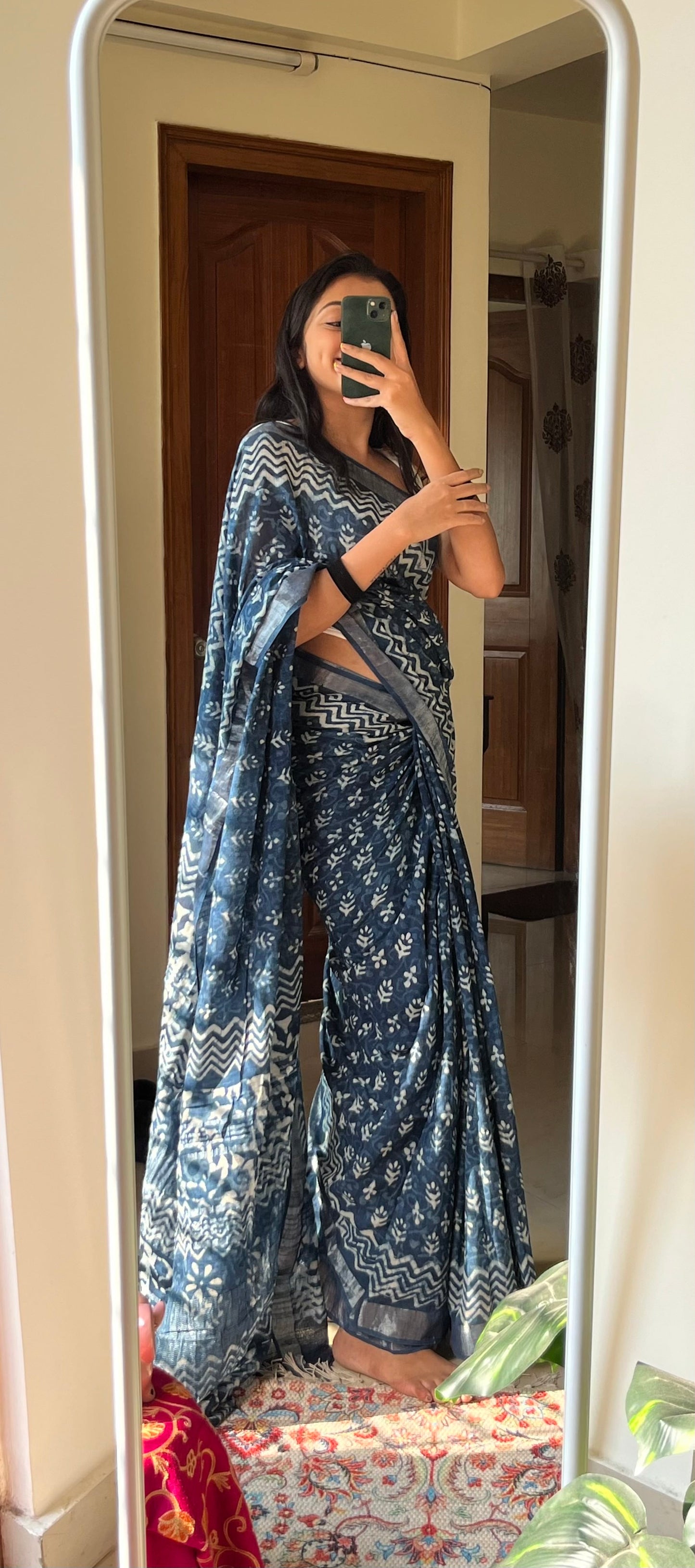 ANASUYA - Hand Block Print Linen Saree