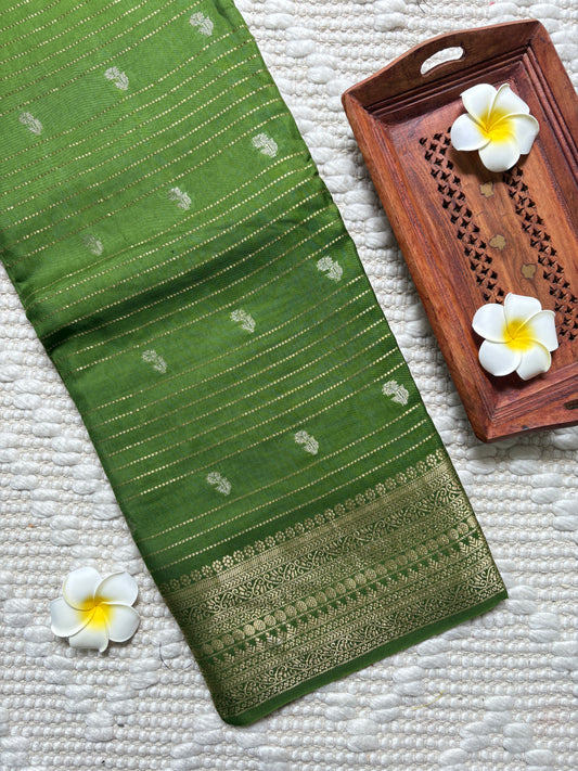 SHARINI (Green)- Pure Mysore Viscose Silk Saree