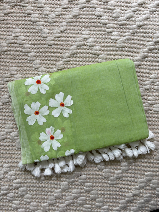 AVNI -Handpainted Pure Mul Cotton Saree (G)