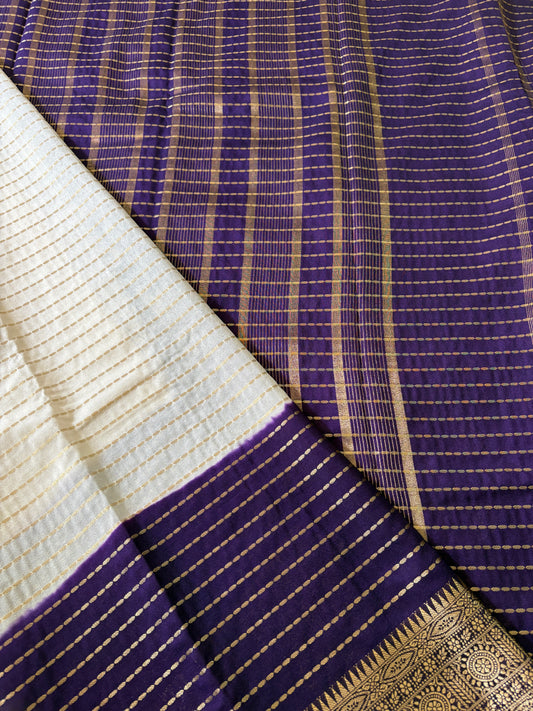 SAMHITHA (White & Purple) - Semi Viscose Silk Saree