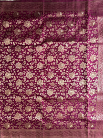 TANVI -(Maroon) Floral Raw Silk Saree