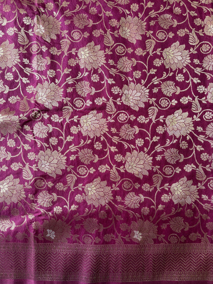 TANVI -(Maroon) Floral Raw Silk Saree