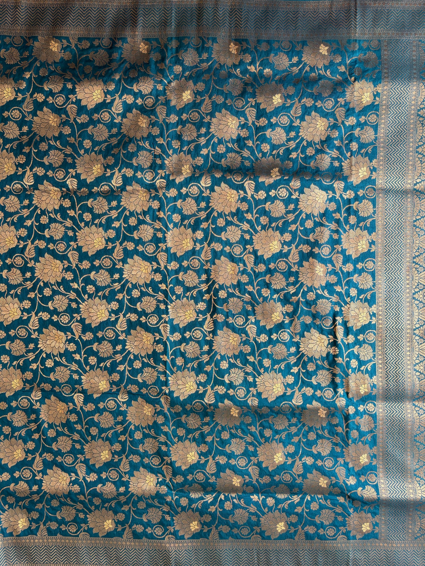 TANVI -(Blue) Floral Raw Silk Saree