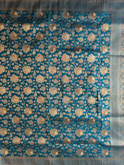 TANVI -(Blue) Floral Raw Silk Saree