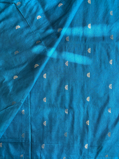 TANVI -(Blue) Floral Raw Silk Saree