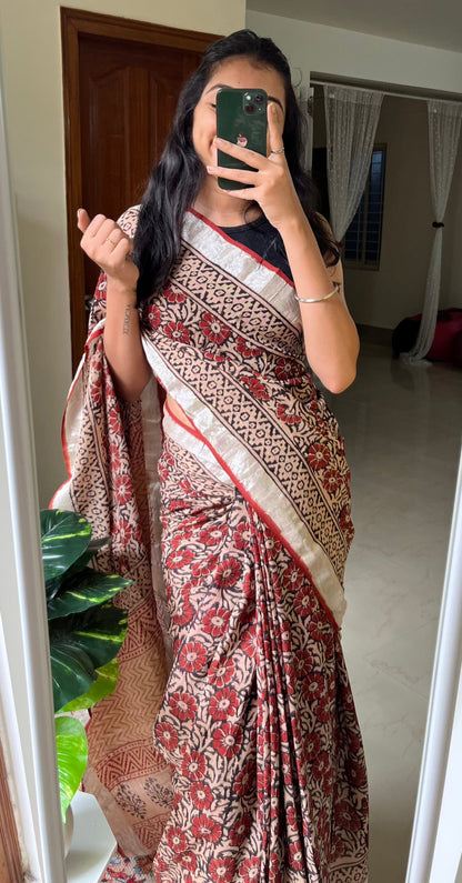 TARINI - Hand Block Print Linen Saree