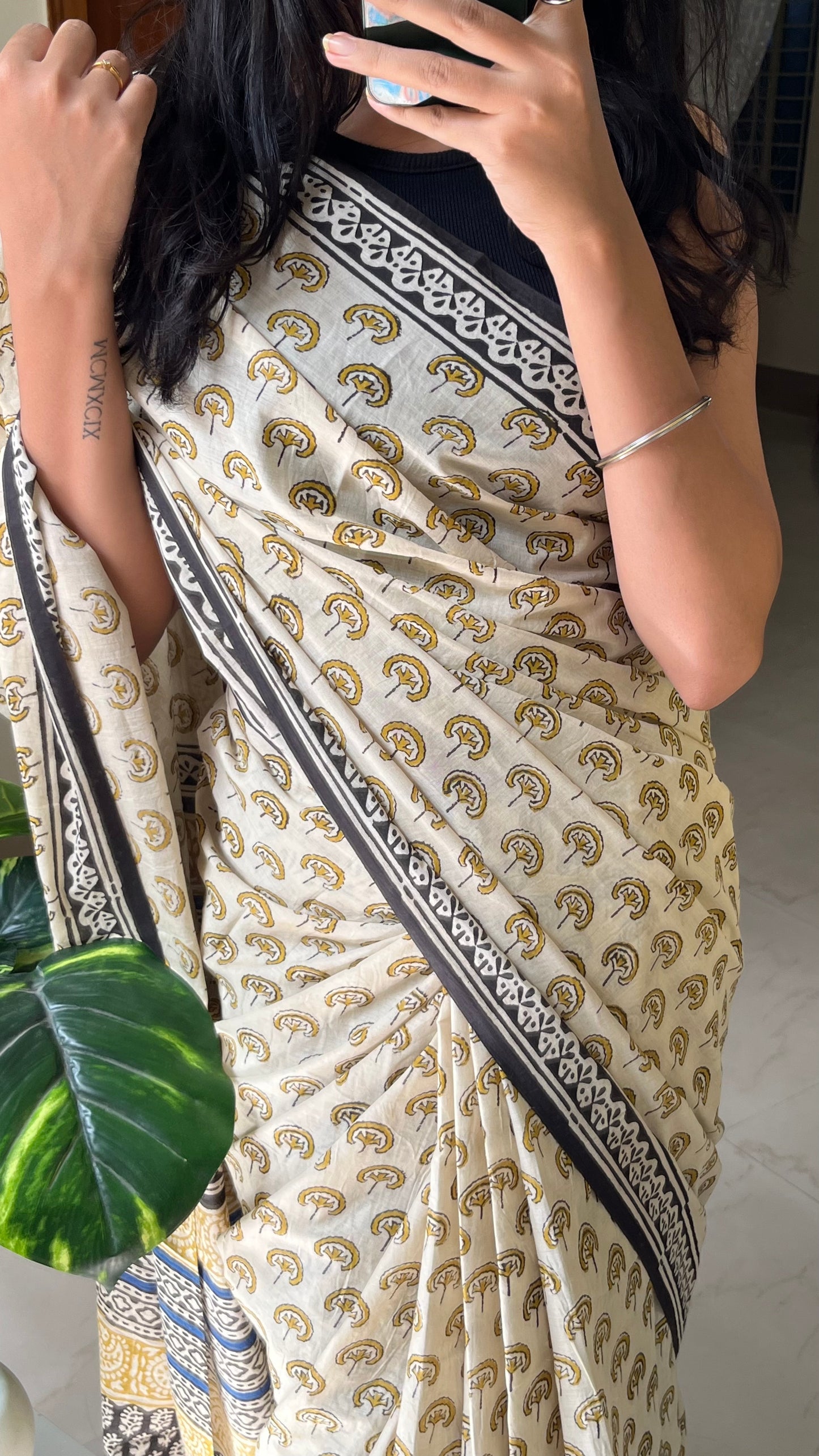 SUBHADRA - Hand Block Print Mulmul Cotton Saree