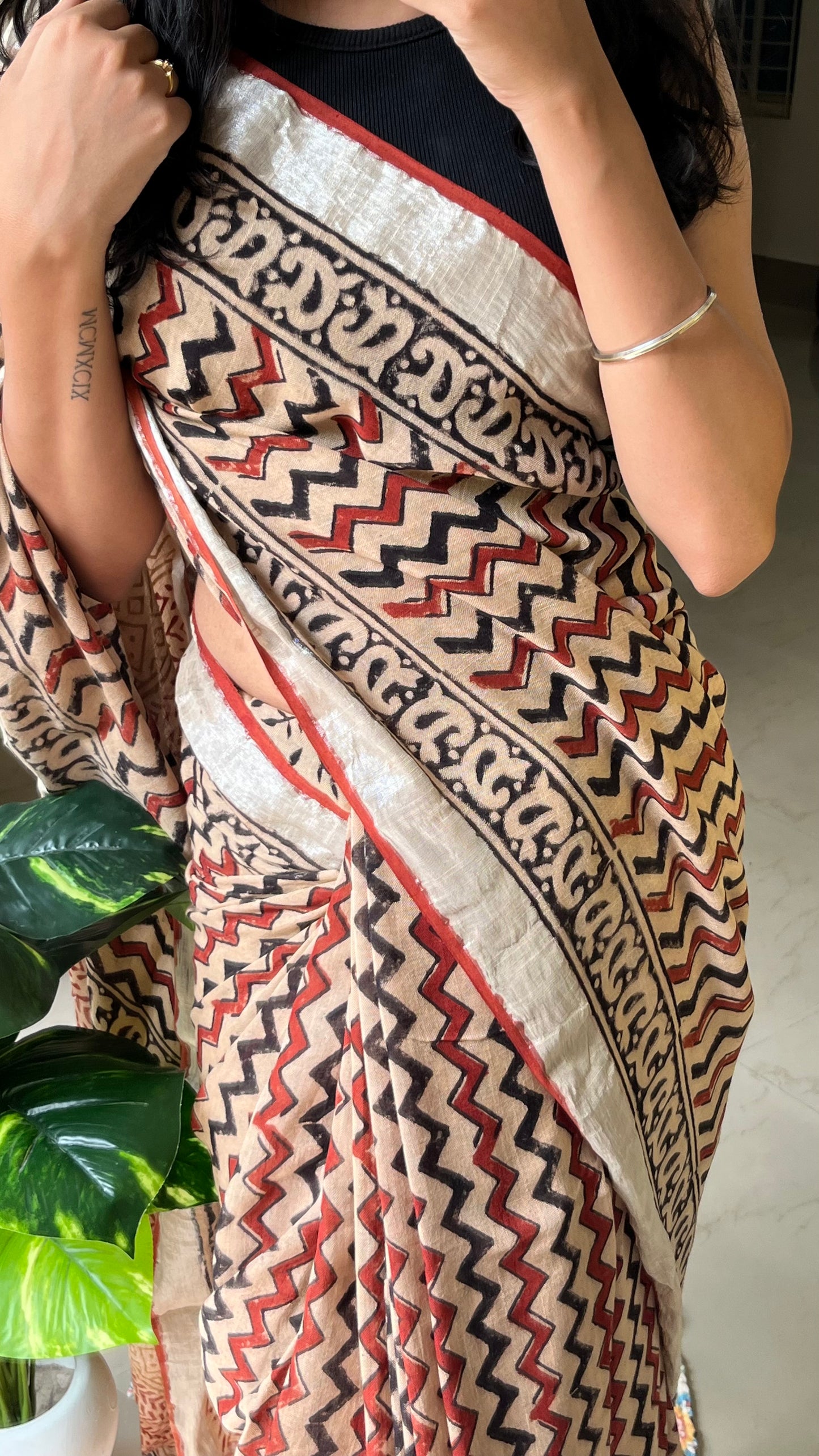 GARGI - Hand Block Print Linen Saree