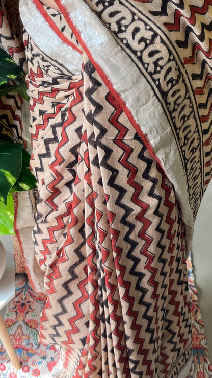 GARGI - Hand Block Print Linen Saree