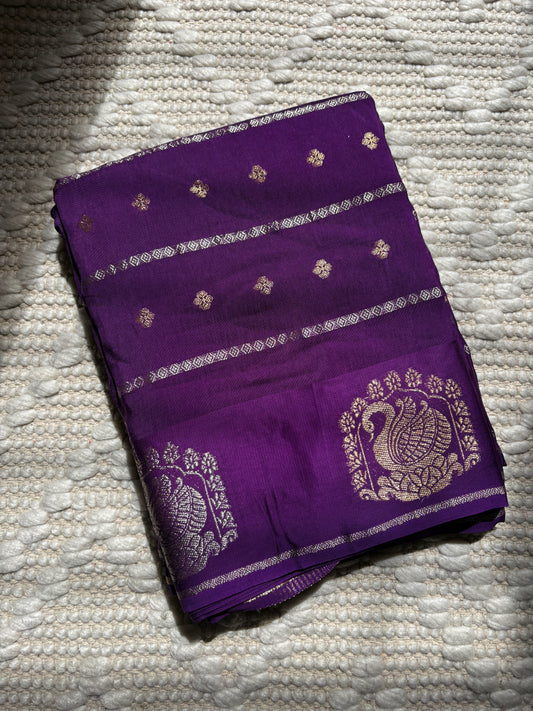 HAMSIKA- (Purple) Pure Mysore Viscose Saree