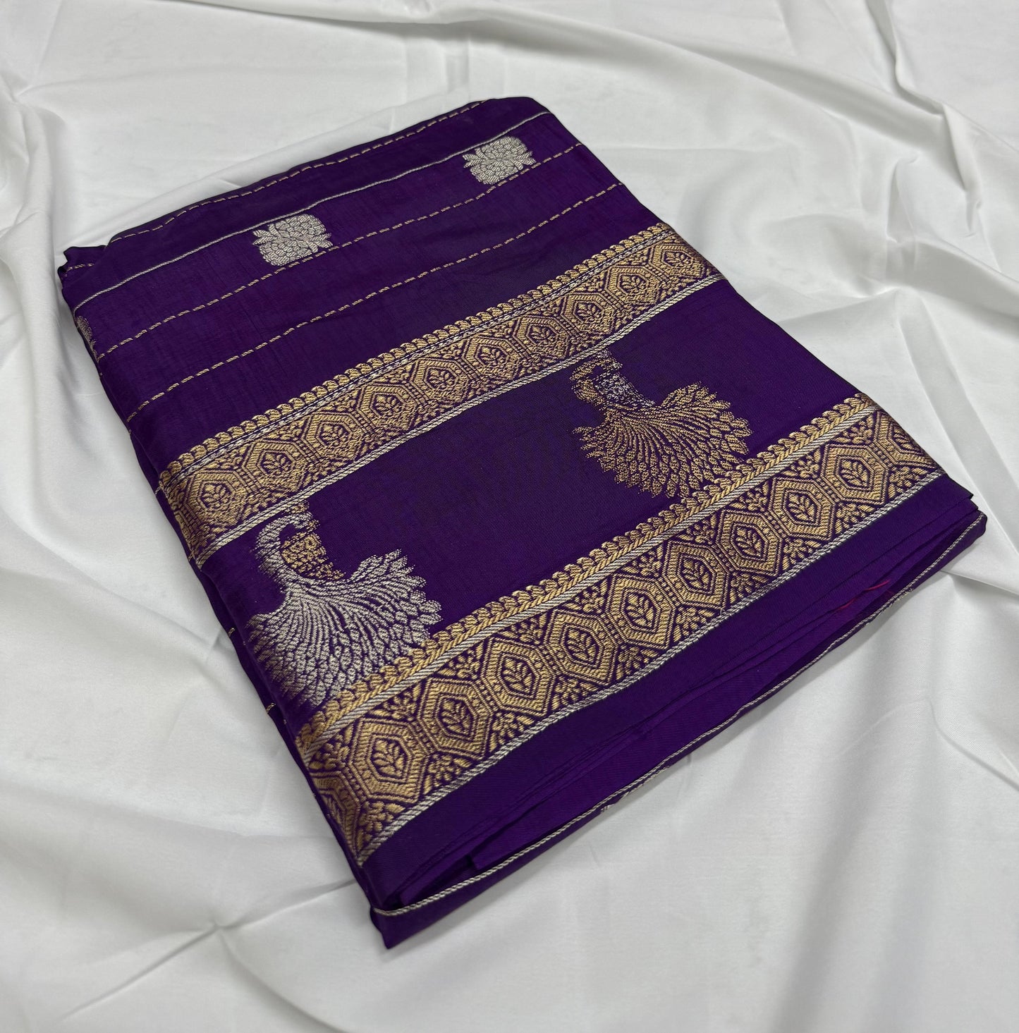 MAYURI - (Purple) Pure Mysore Viscose Saree