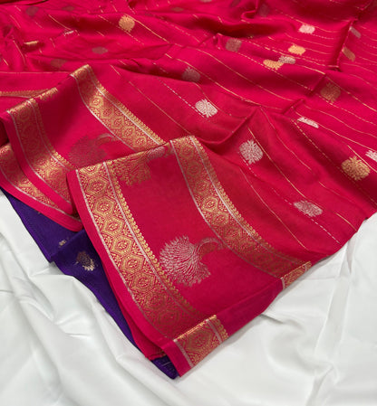 MAYURI - (Red) Pure Mysore Viscose Saree
