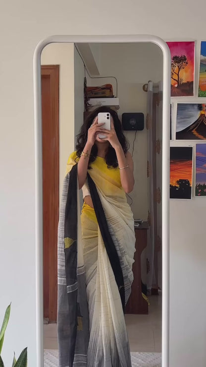RAJSI- (B&Y) Pure Mul Cotton Handwoven Ikkat Soft Saree