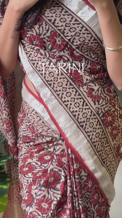 TARINI - Hand Block Print Linen Saree