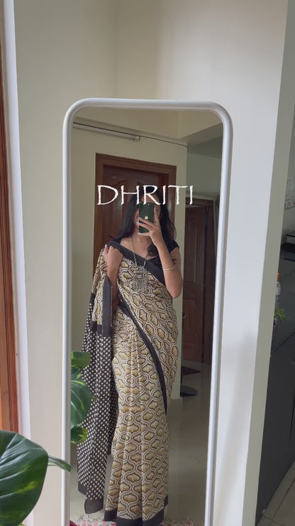 DHRITI - Hand Block Print Mulmul Cotton Saree