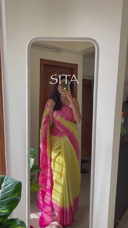 SITA - Hand Block Print Mulmul Cotton Saree