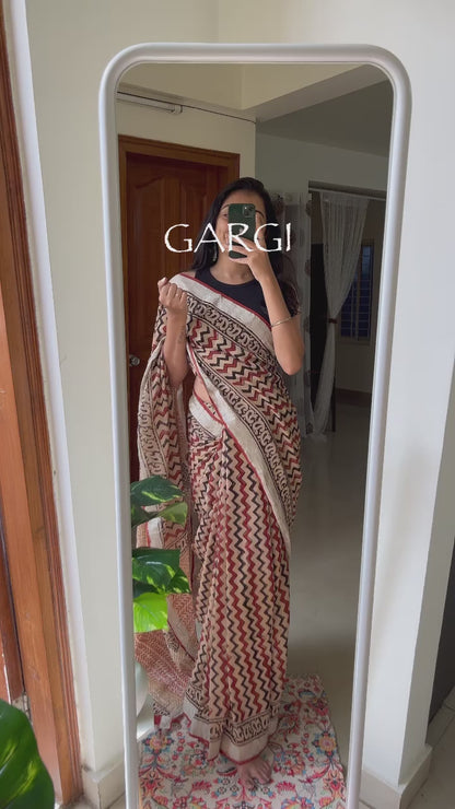 GARGI - Hand Block Print Linen Saree